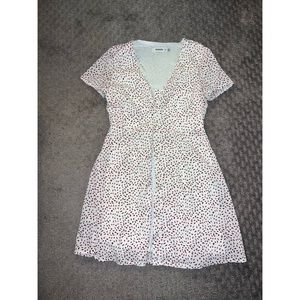 Misguided white with black and red dots dress size US 6 button up dress